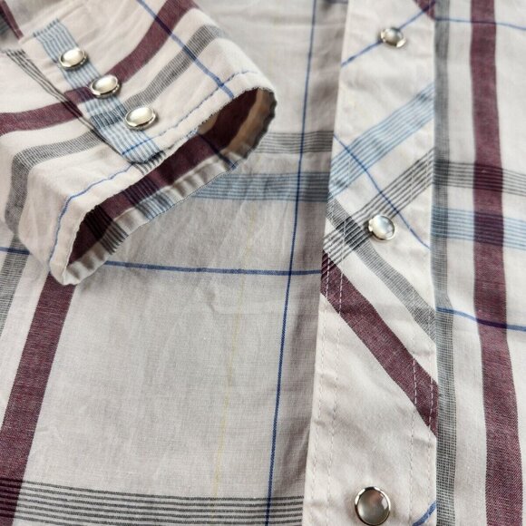 Wrangler Cowboy Cut Regular X-long Tails Single Needle Pearl Snap Plaid Shirt - Picture 4 of 16
